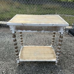 Antique Style White Wood Side Table
