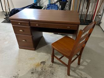 Sturdy Wood Desk with Chair
