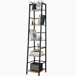 Narrow 5 Tier Ladder Bookshelf Shelf 