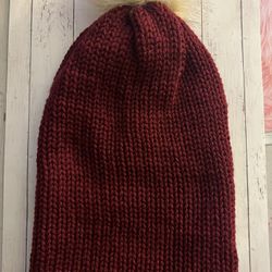 Adult Pom Pom Beanie With No Brim $22