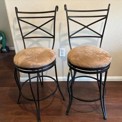Comfortable Metal And Cushioned Swivel Barstools  $25 each $40 For Both