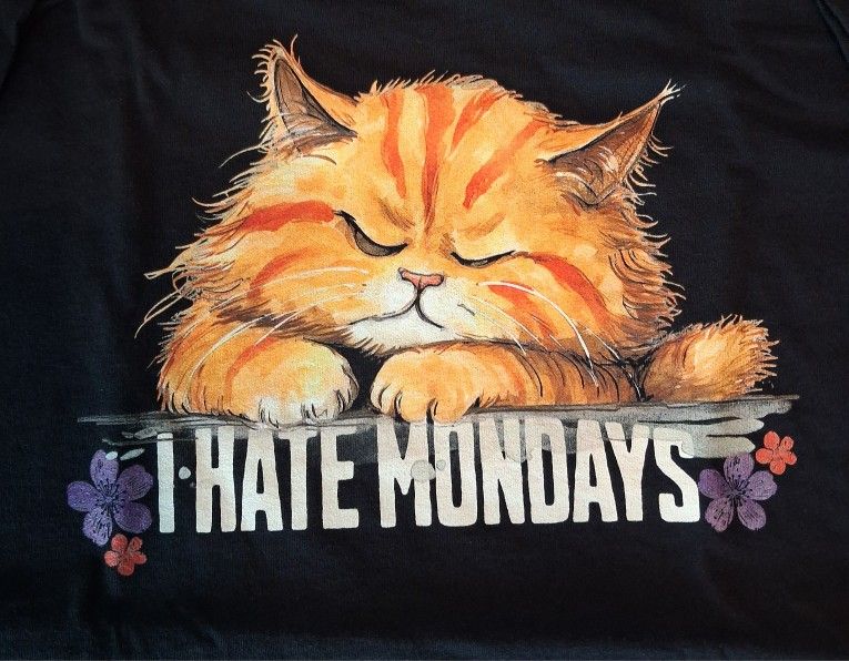 I Hate Mondays Cat Shirt Xl