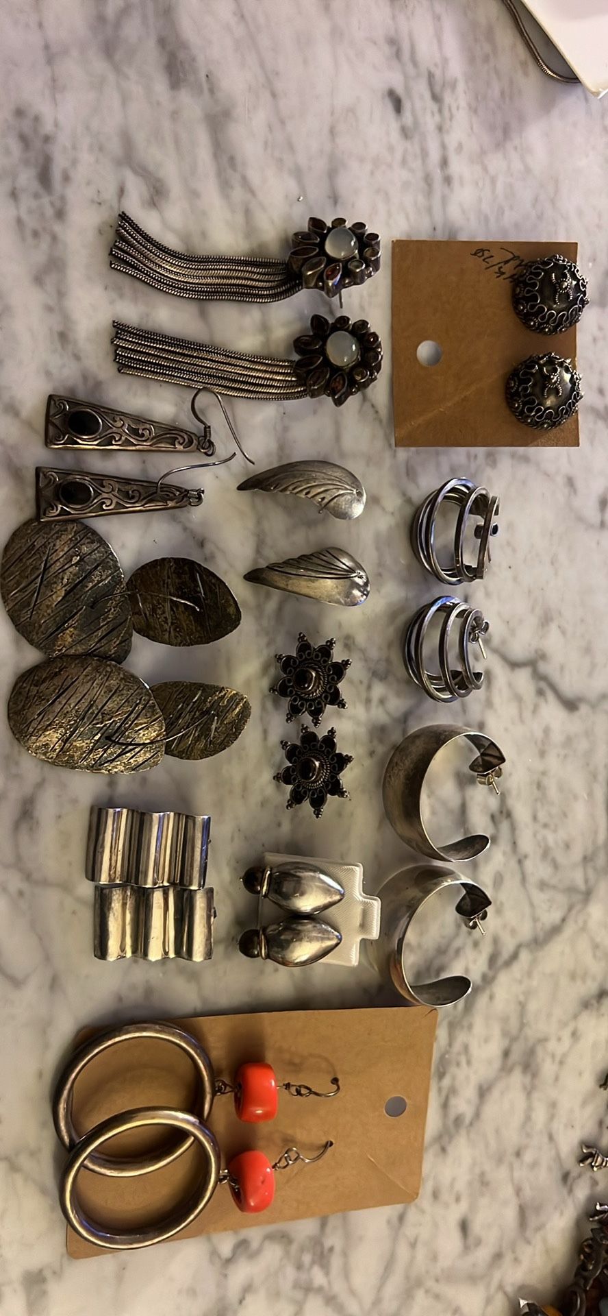 Vintage Artisan Signed Sterling Silver Earrings