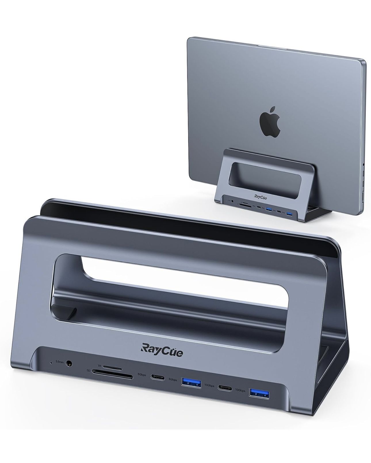 RayCue USB-C Docking Station for MacBook Pro/Air, Dual HDMI, USB-C Dock with 10Gbps, PD3.0, RJ45, 2xUSB 3.0, 2xUSB 2.0, SD/TF, Audio