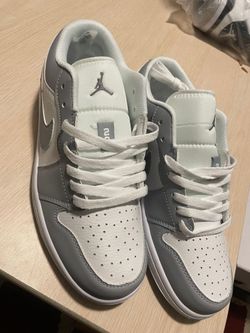 Jordan Air Jordan 1 low gray white leather men's shoes