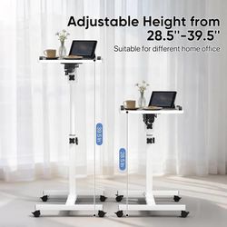 Mobile Laptop Desk 75° Tiltable Height Adjustable Rolling Laptop Side Table Couch Computer Desk Stand with Wheels for Home Office Classroom, 