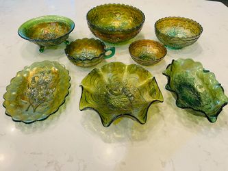 8 pcs Vintage Carnival Glass
