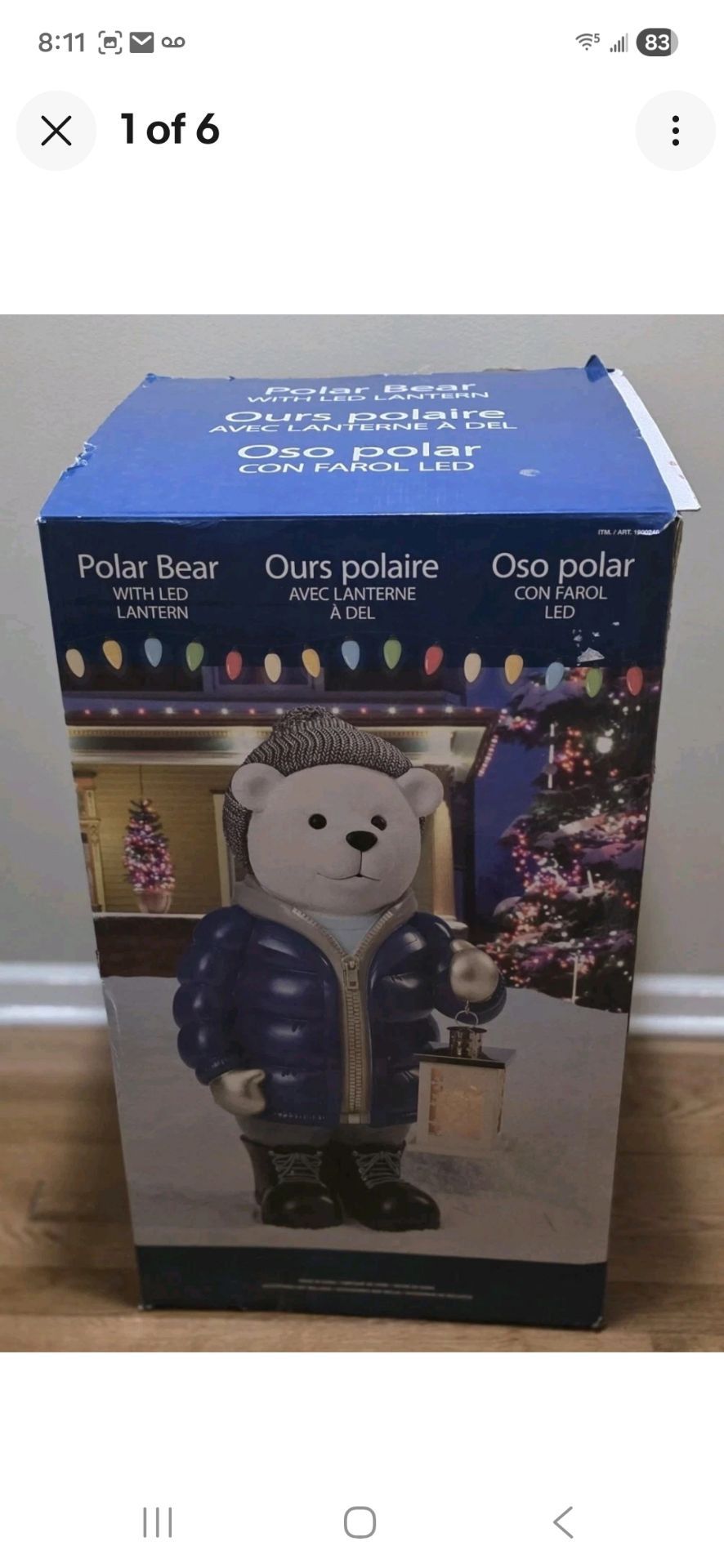 COSTCO 28" HOODED POLAR BEAR DOOR GREETER WINTER CHRISTMAS W/ LED LAMP NEW !