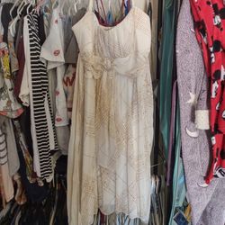 White And Gold Dress, Size Small