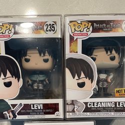 Levi Funko Pop Set Hot Topic Exclusive Attack on Titan 235 Cleaning AoT with Protector 239 Anime Crunchyroll