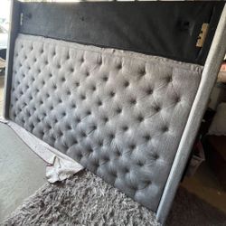 Beautiful King Size Headboard - Grey Tufted 