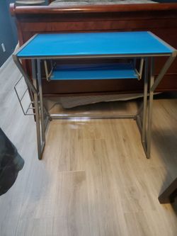 Desk Blue Glass Computer Keyboard Shelf