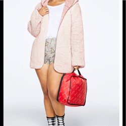 Pink Sherpa Cardigan And Sherpa Blanket 