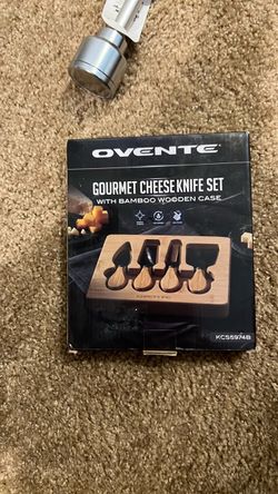 Ovente Gourmet Cheese Knife Set with Bamboo Case