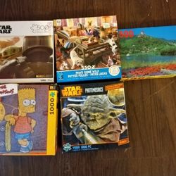 Lot Of 5 Jigsaw Puzzles Starwars
