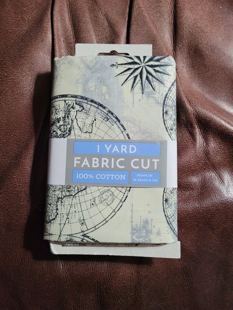 David Textiles 44" x 1 Yard Cotton Ocean Maps Precut Fabric