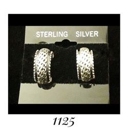 19mm x 9mm •RARE• Artisan Handmade  Solid Sterling Silver Cross Weave Huggie Earrings