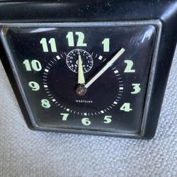 Vintage Black Face Square Click Westclox