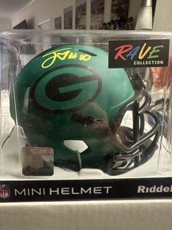 Jordan Love Signed Green Bay Packets Riddell Rave Speed Mini Helmet Beckett