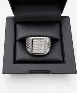 925 Sterling Silver Cubic Zirconia Pave Men’s Ring Size 11
