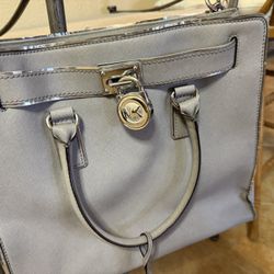 Gray Leather Michael Kors Purse 