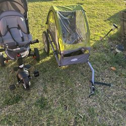 7 in 1 Kids Baby Stroller Tricycle Folding Toddler Trike And Bike Trailer 