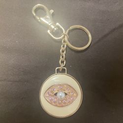 Brand New Metal Round Keychain | Pearl in Mouth Design | Gold-Plated Brass