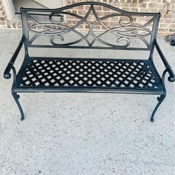 Black Cast Aluminum Outdoor Patio Bench