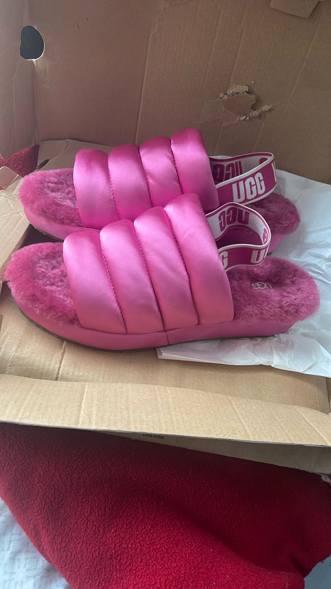Pink UGG Slides – Great Condition, Size 9.