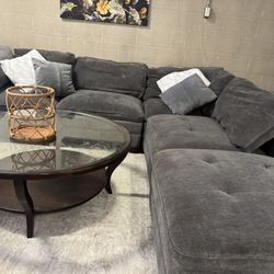 Grey Modular Sectional Couch With Ottoman 