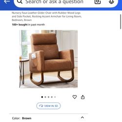 Brown Faux Leather Rocking Chair Accent Chair Armchair Nursery 