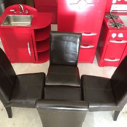 Espresso faux leather kids chair - NOT RED KITCHEN SET