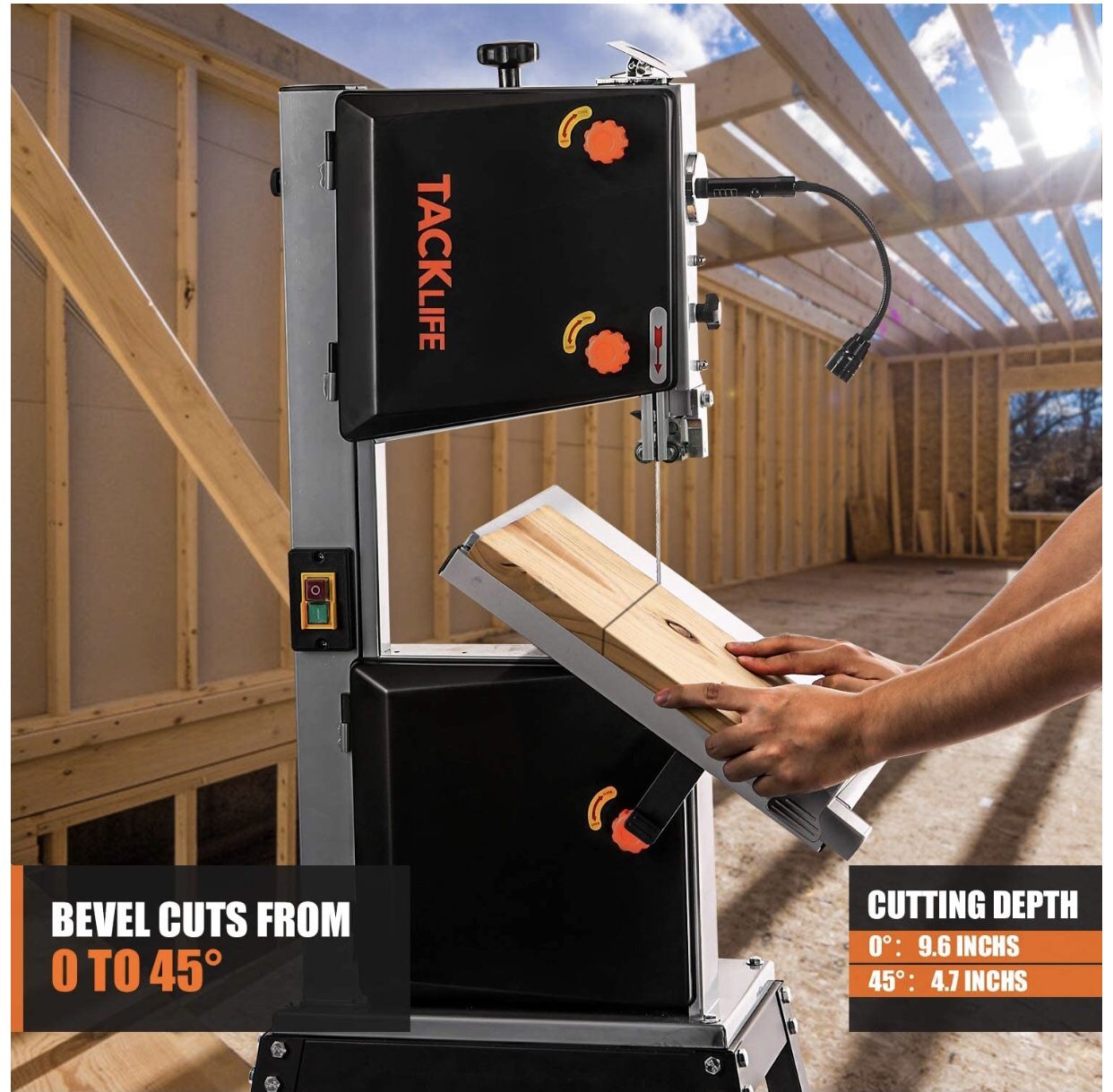 10-Inch 3.5-Amp Band Saw TACKLIFE, Two Speeds (2160FPM & 3150FPM),