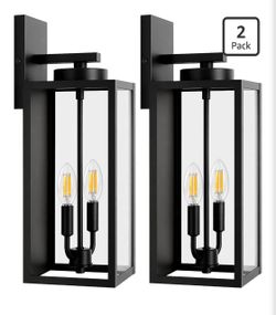 NEW 18” Black Outdoor Wall Lights (2 Pack)