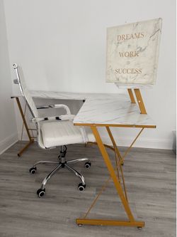 Chair | Marble- L Shaped Desk | Motivational Canvas
