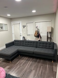 Dark Gray Sectional Sofa with Chaise