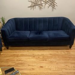 Raymor And Flanagan Royal blue Microfiber Sofas 2