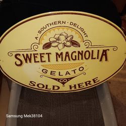 Sweet Magnolia Gelato Oval Shape Metal Tin Sign