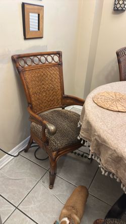 6 Wicker Leopard Print Dining Chairs