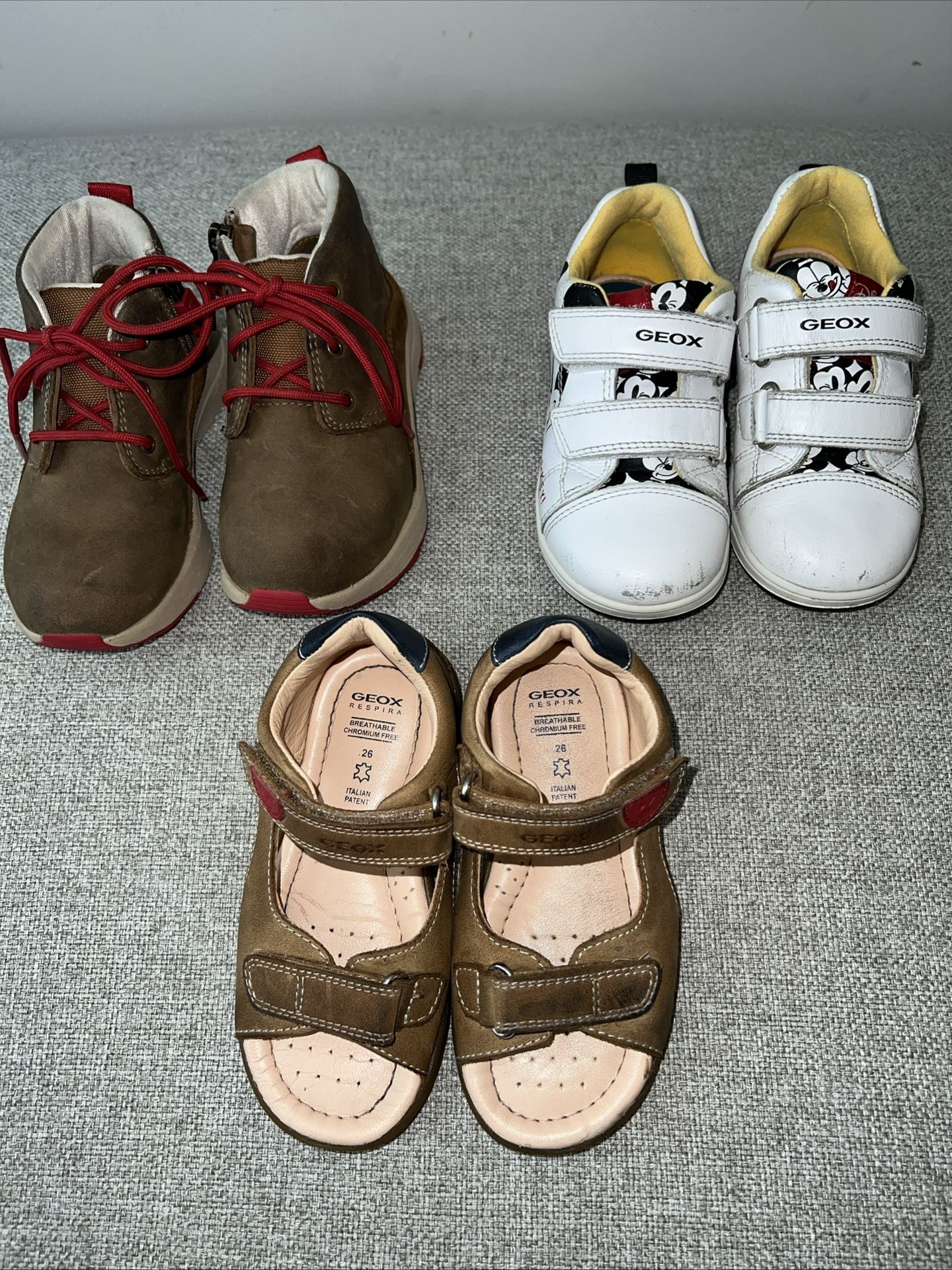 Lot Of Three Size 9 Boy Toddler Shoe 1 Ugg 2 GEOX Sandals & Disney Mickey Mouse