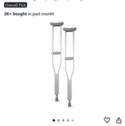 Medline Aluminum Crutches Walking Aid, 300 LB 5'2" - 5'10"