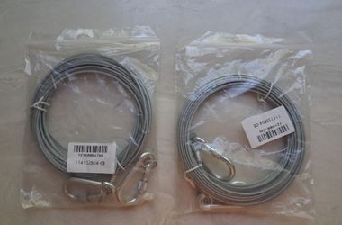2 pieces 1/16" wire rope with shackle 35 ft. long
