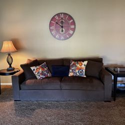 Crate & Barrel Espresso Microsuede Sofa Armchair Ottoman Set, Price for all 3 pieces