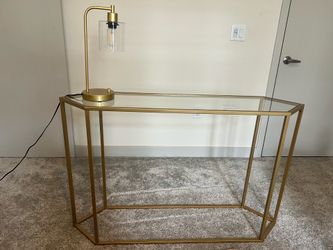 Gold & Glass Console Table — 48”, Modern Entryway/Sofa Table