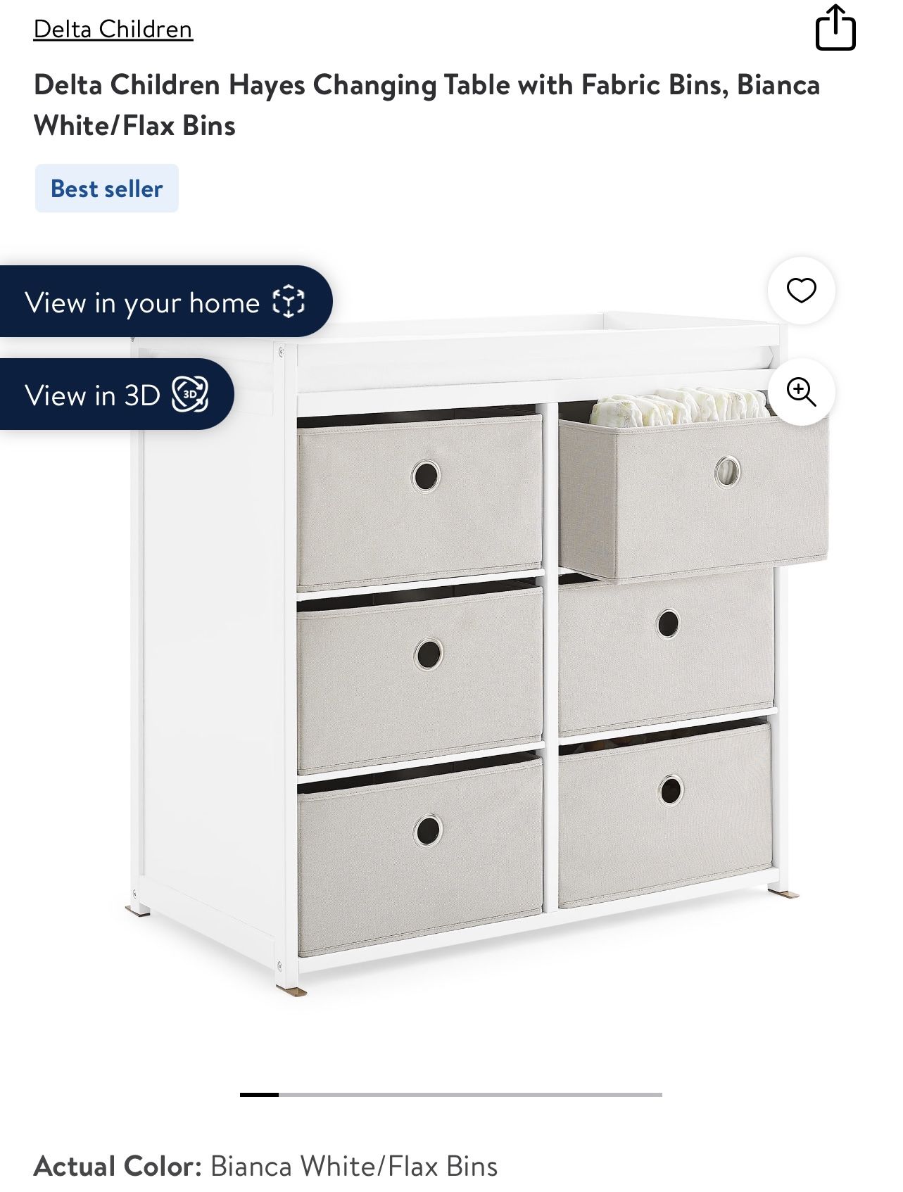 Delta Changing Table With Fabric Bins