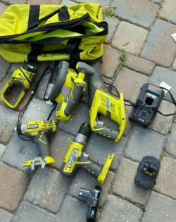 RYOBI 5 TOOLS SET DRILL IMPACR SAW FLASH LIGHT +++