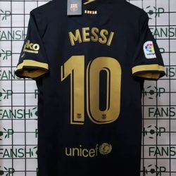 Messi #10 FC Barcelona 2020/21 Black & Gold Nike Jersey - Brand New