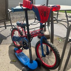 Spider Man bike and Scooter