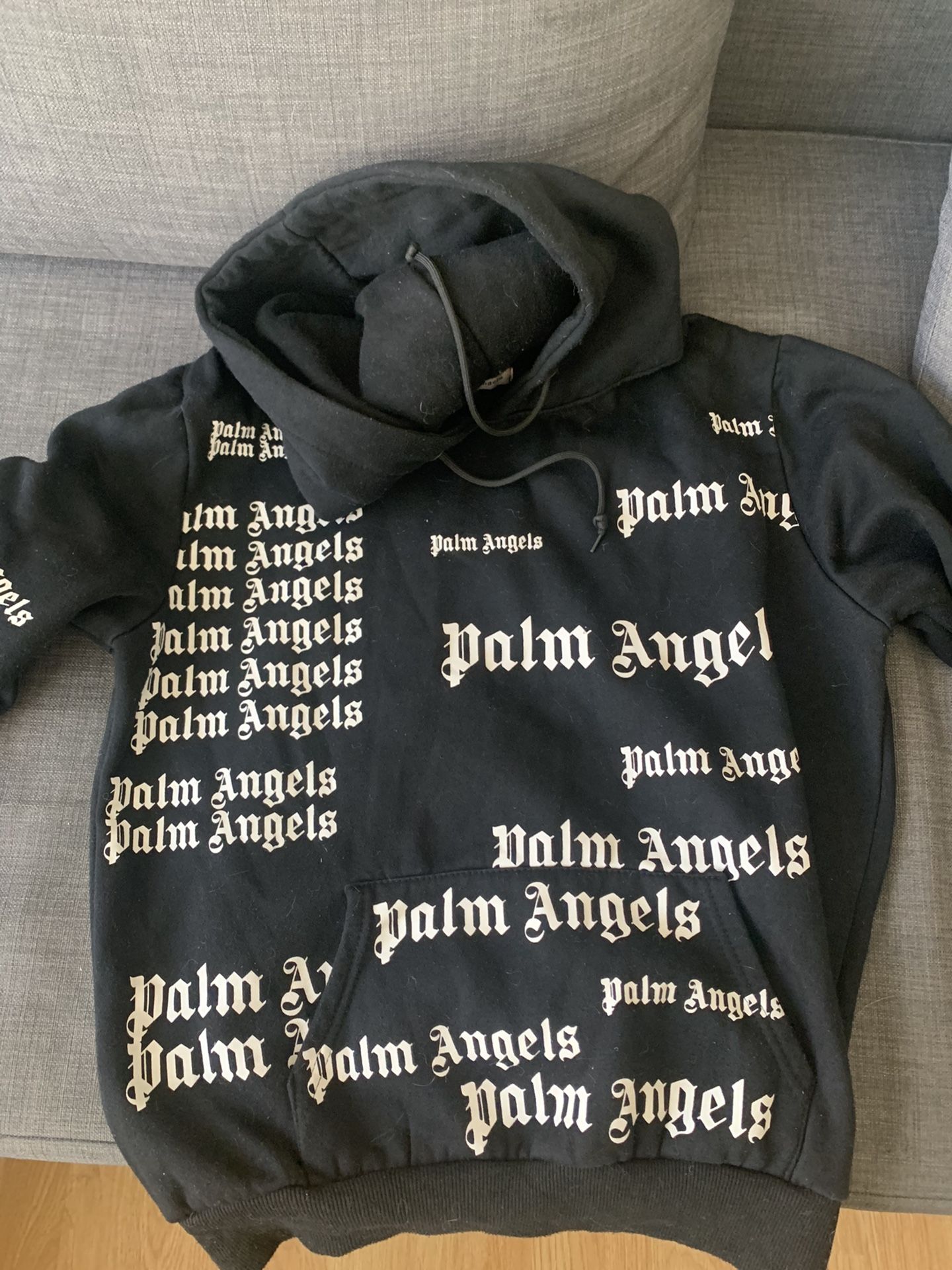 Palm Angels Hoodie Mens Size Small All Over Logo Print 