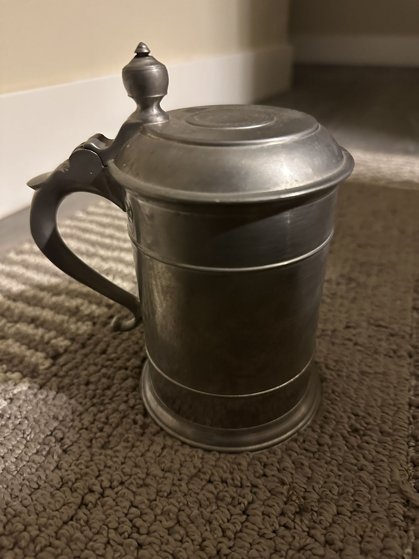 6 3/8” tall George V Coin Top English Pewter